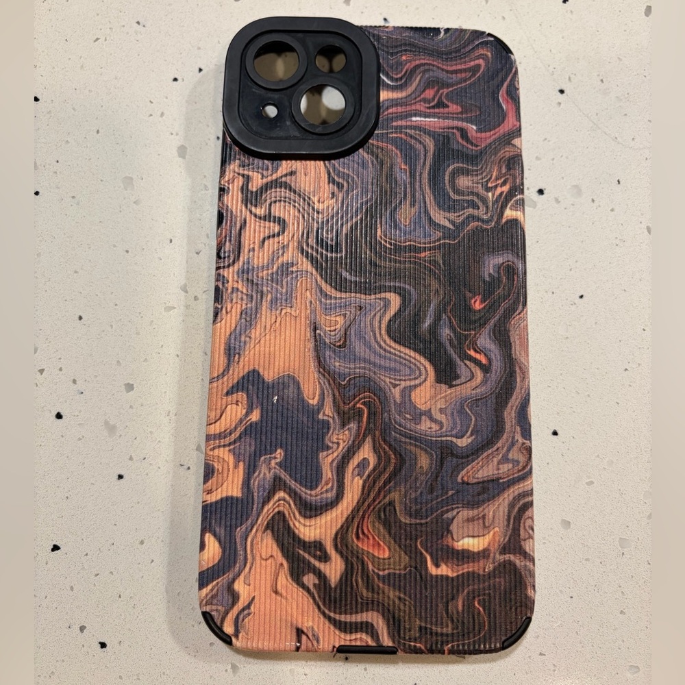 iPhone 15 plus Stylish Black and Orange Phone Case
